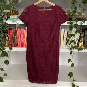 BR Maroon Lace Shift Dress